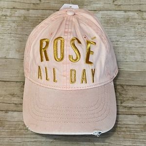 Rose All Day Pink Destroyed Ball Cap Hat
